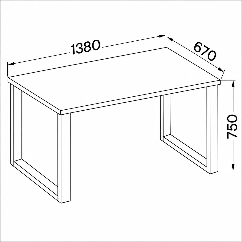 Dimensions Table à manger MONZA 138 × 67 cm
