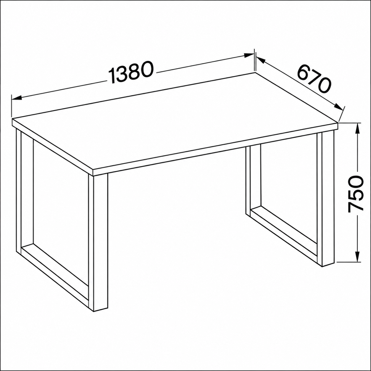 Dimensions Table à manger MONZA 138 × 67 cm