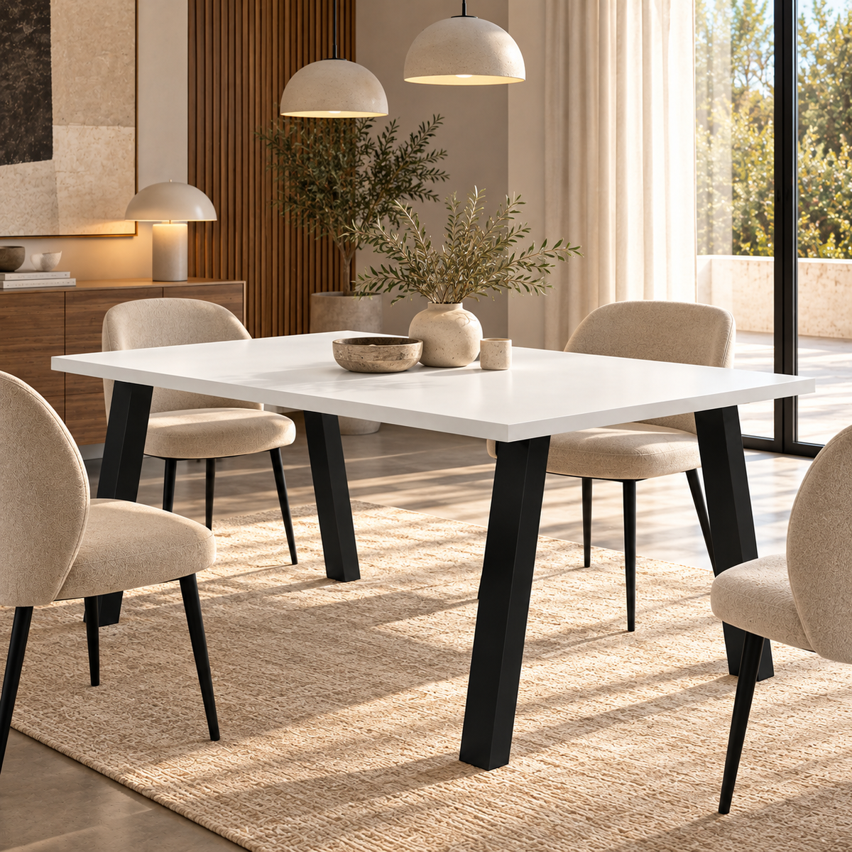 Table à manger TORINO 138 × 90 cm – Blanc – studio nuveria