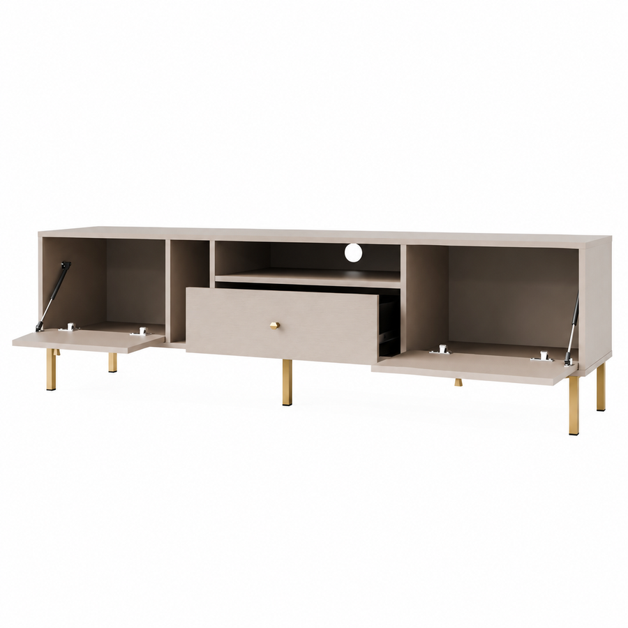 Meuble TV MODENA 2 portes 1 tiroir 180 cm – Beige sable – studio nuveria