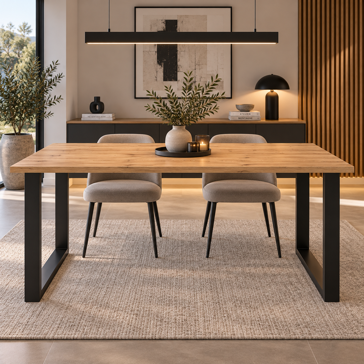 Table à manger MONZA 138 × 90 cm – Chêne artisan – studio nuveria