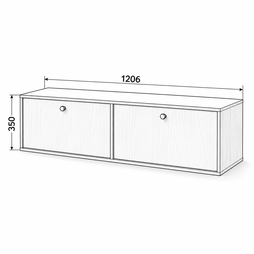 Dimensions Meuble TV suspendu SORA 2 portes 120 cm