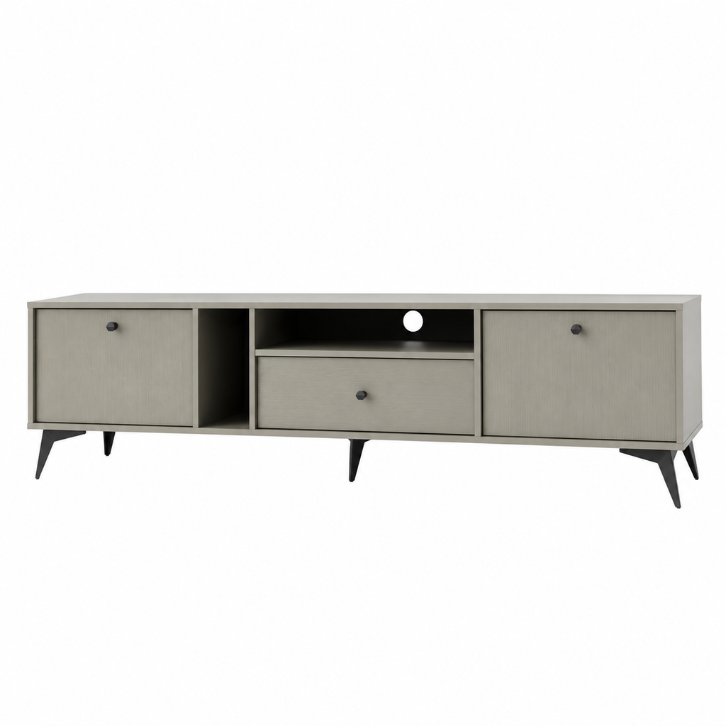 Meuble TV LUCCA 2 portes 1 tiroir 180 cm – Vert eucalyptus – studio nuveria