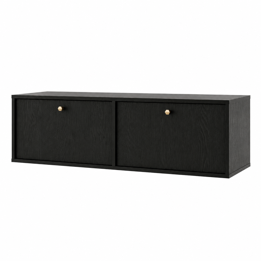 Meuble TV suspendu SORA 2 portes 120 cm – Noir graphite – studio nuveria