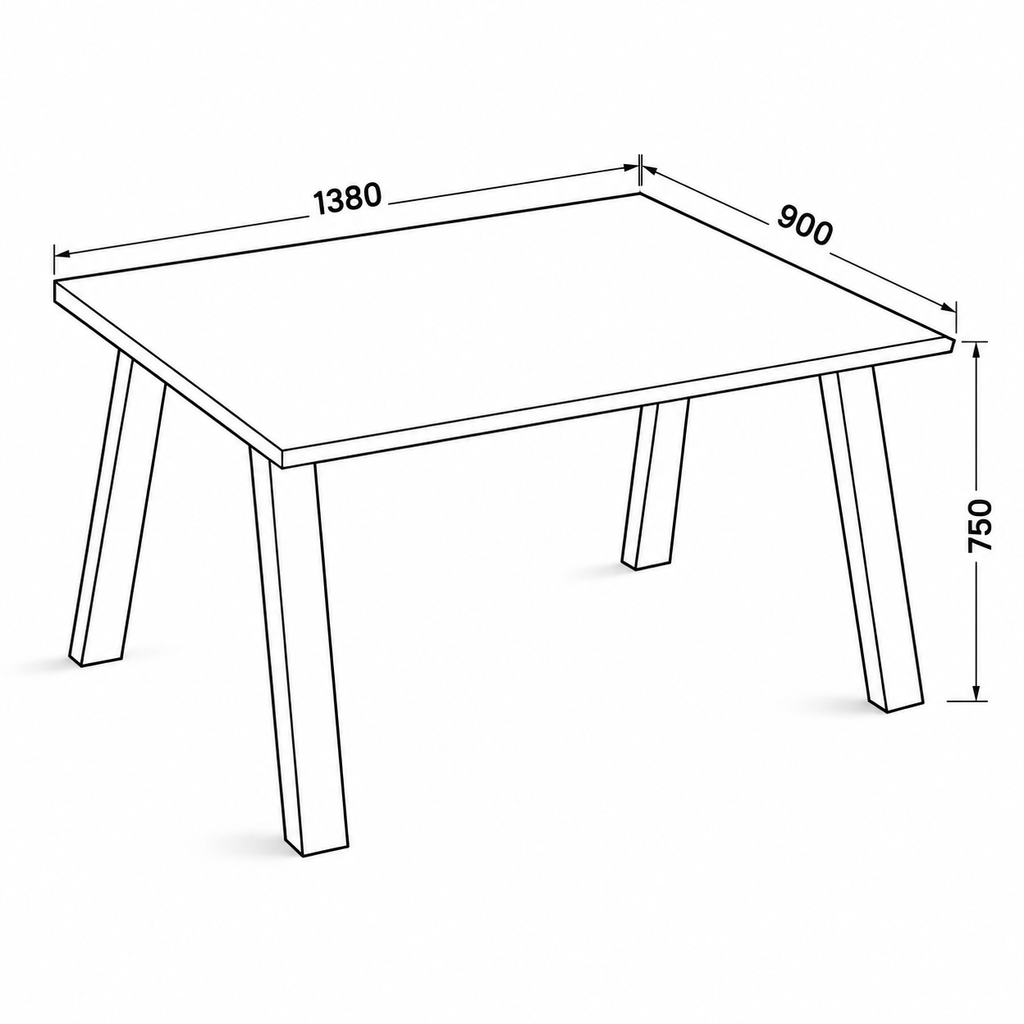 Dimensions Table à manger TORINO 138 × 90 cm