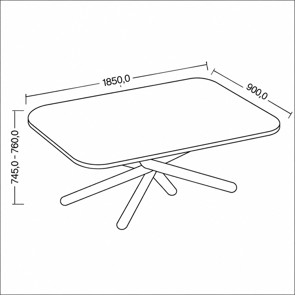 Dimensions Table à manger AMALFI 185 × 90 cm