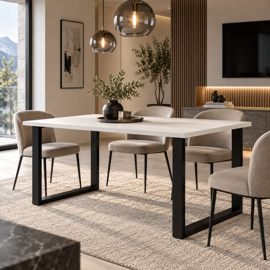 Table à manger MONZA 138 × 90 cm – Blanc – studio nuveria