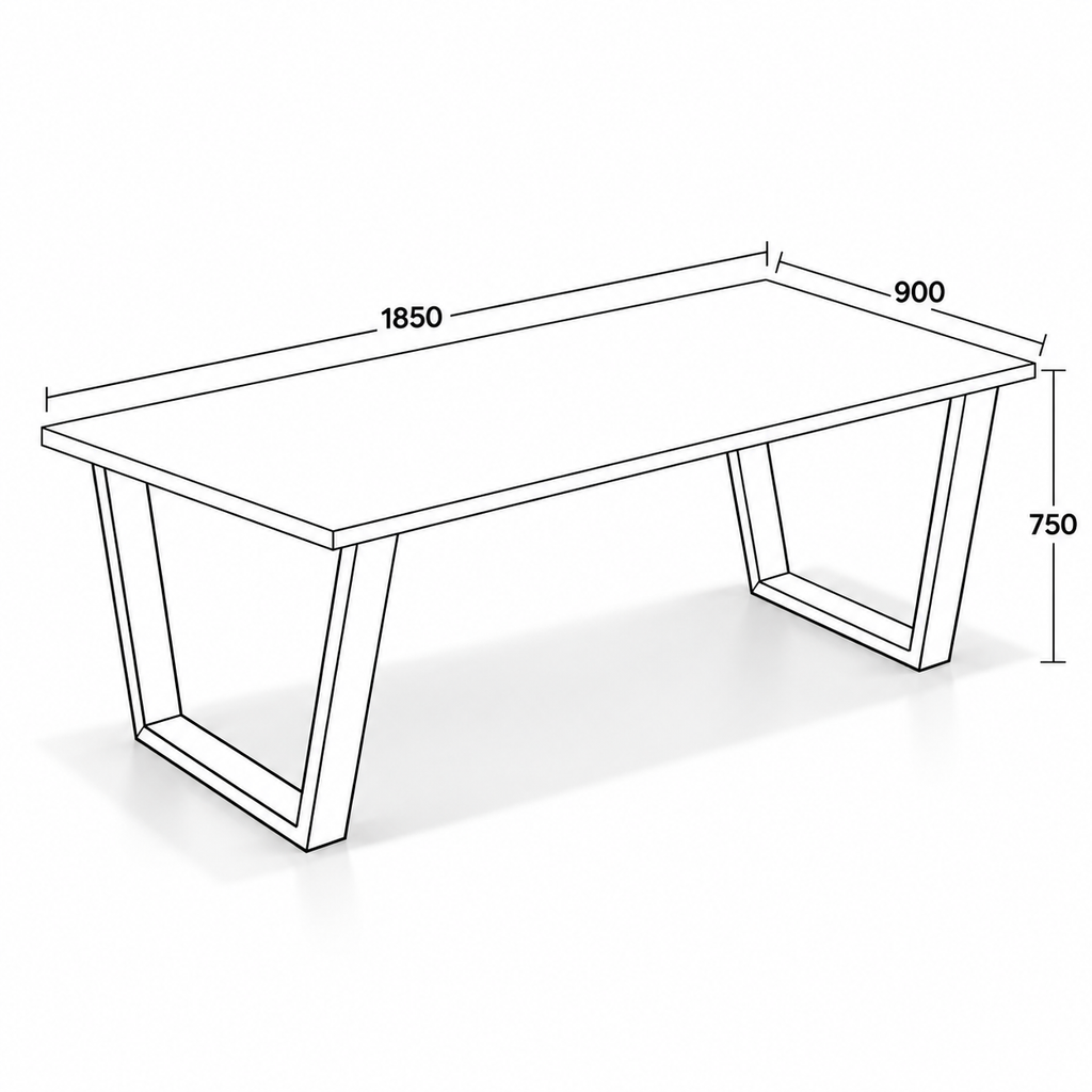 Dimensions Table à manger PARMA 185 × 90 cm