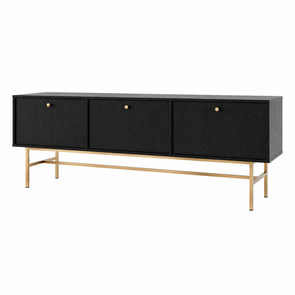 Meuble TV VERONA 3 portes 180 cm – Noir graphite – studio nuveria