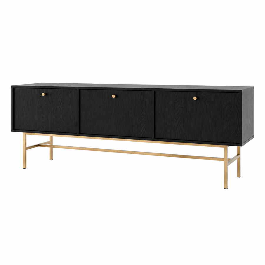 Meuble TV VERONA 3 portes 180 cm – Noir graphite – studio nuveria
