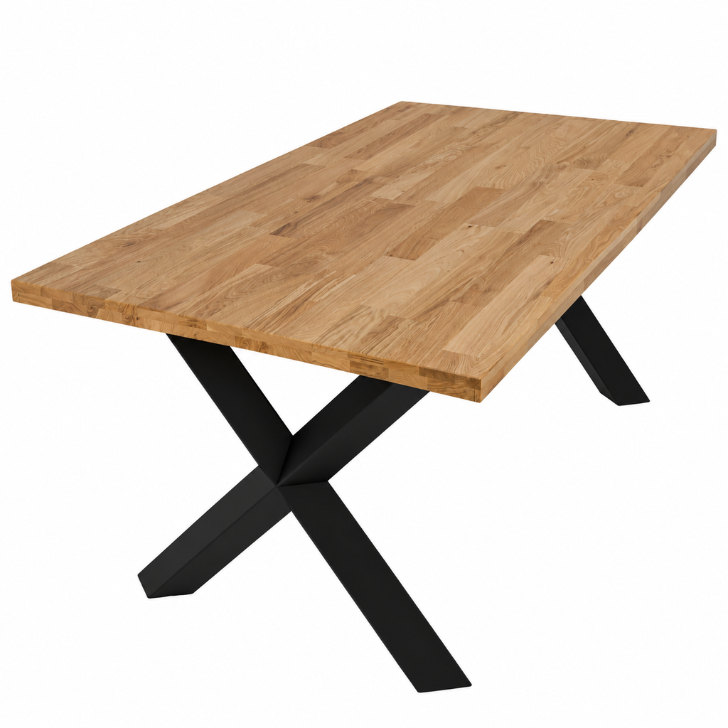 Table en chêne massif CORTINA bords droits 180 × 100 cm – studio nuveria