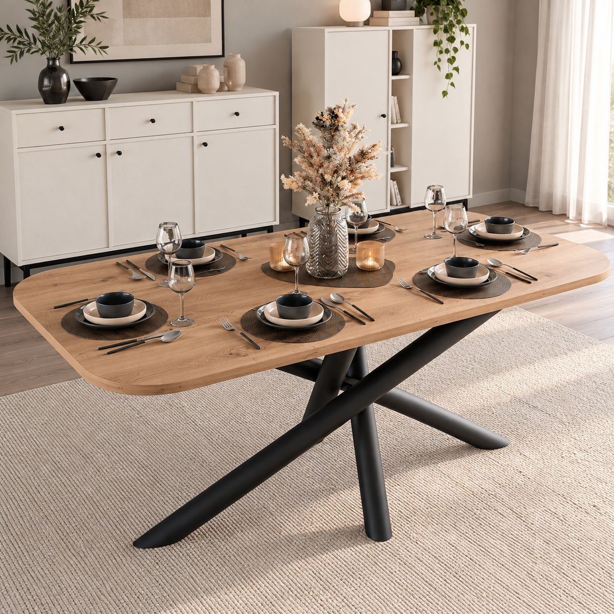 Table à manger AMALFI 185 × 90 cm – Chêne artisan – studio nuveria