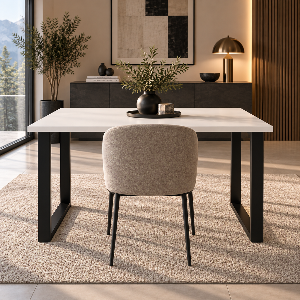 Table à manger MONZA 138 × 90 cm – Blanc – studio nuveria