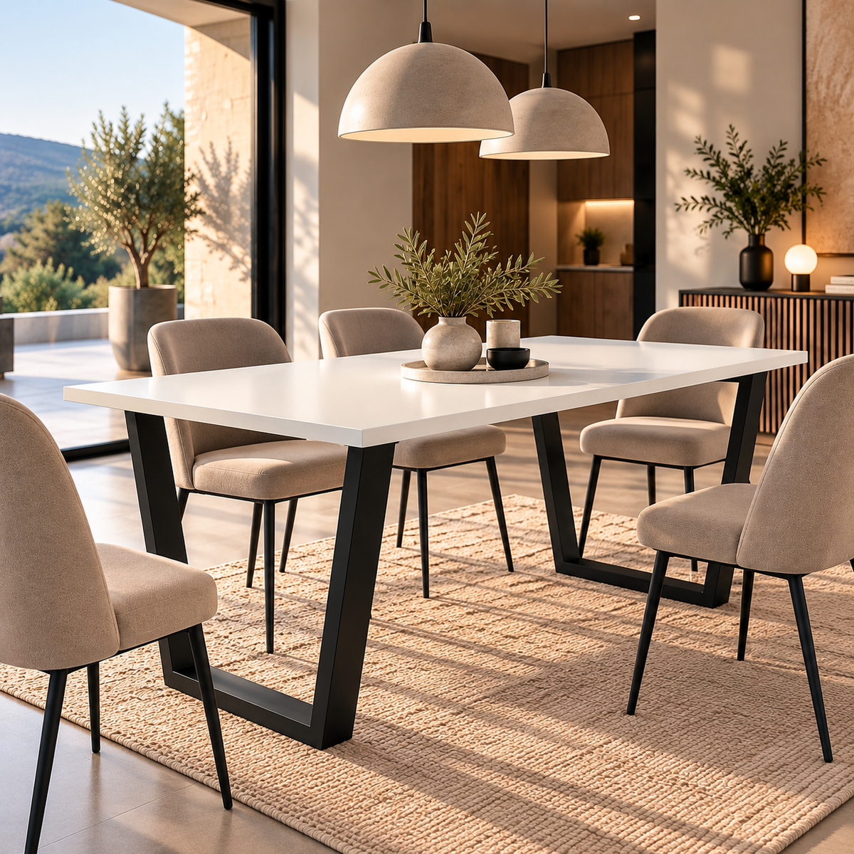 Table à manger PARMA 138 × 90 cm – Blanc – studio nuveria
