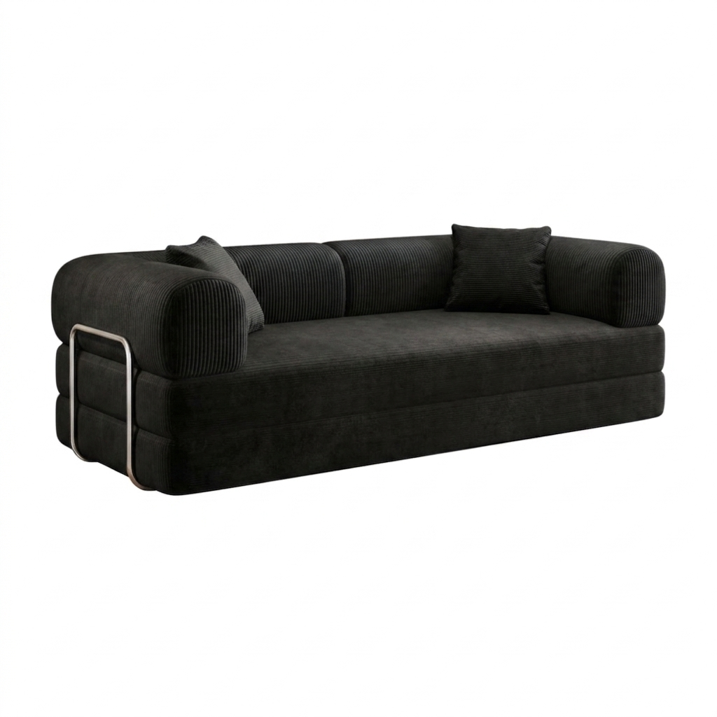 Canapé velours côtelé - ASTORIA - Noir Onyx