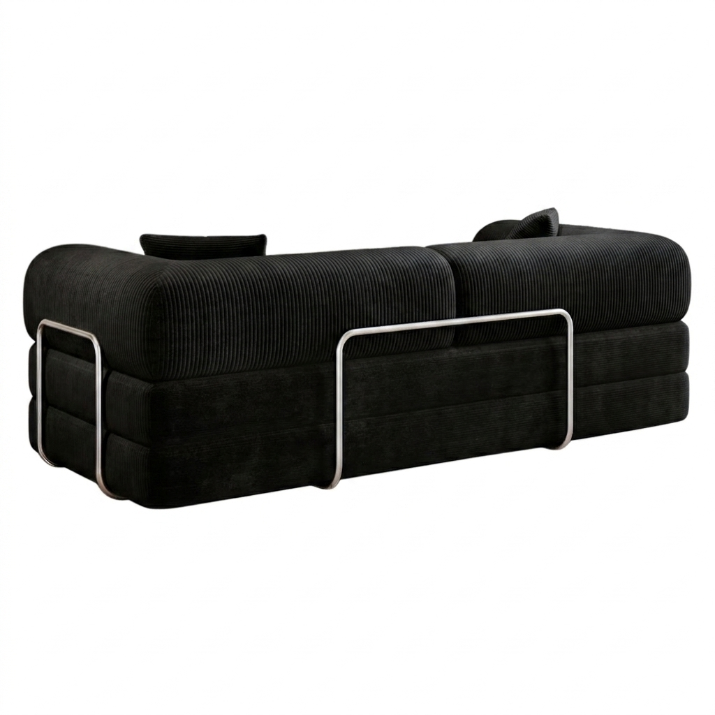 Canapé velours côtelé - ASTORIA - Noir Onyx