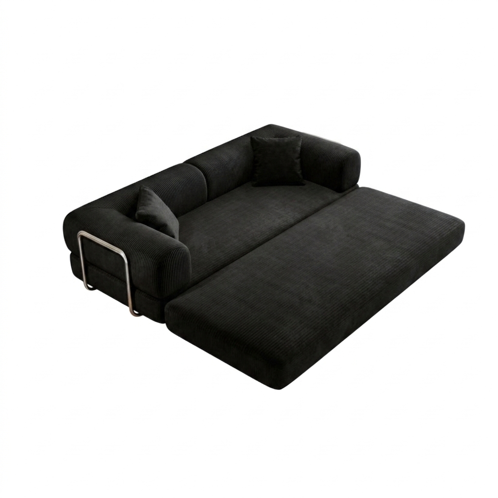 Canapé velours côtelé - ASTORIA - Noir Onyx