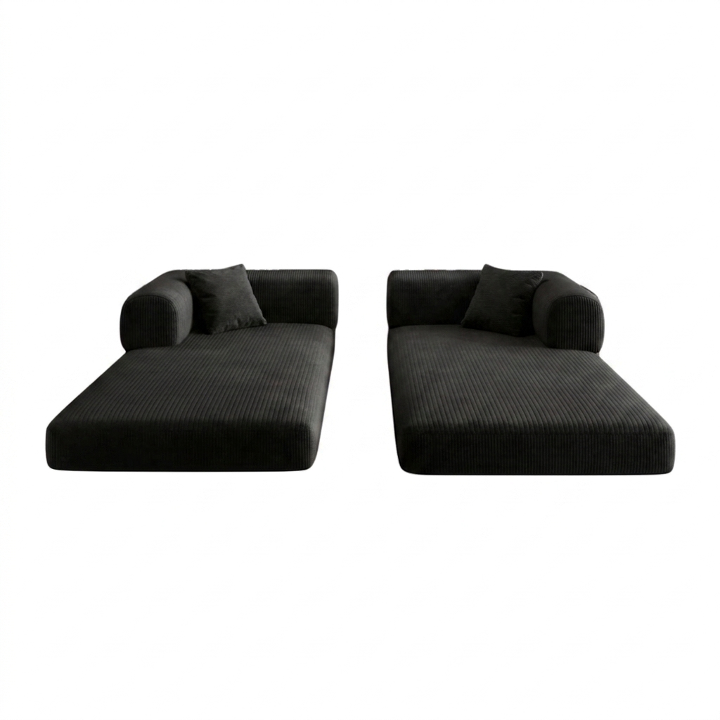 Canapé velours côtelé - ASTORIA - Noir Onyx
