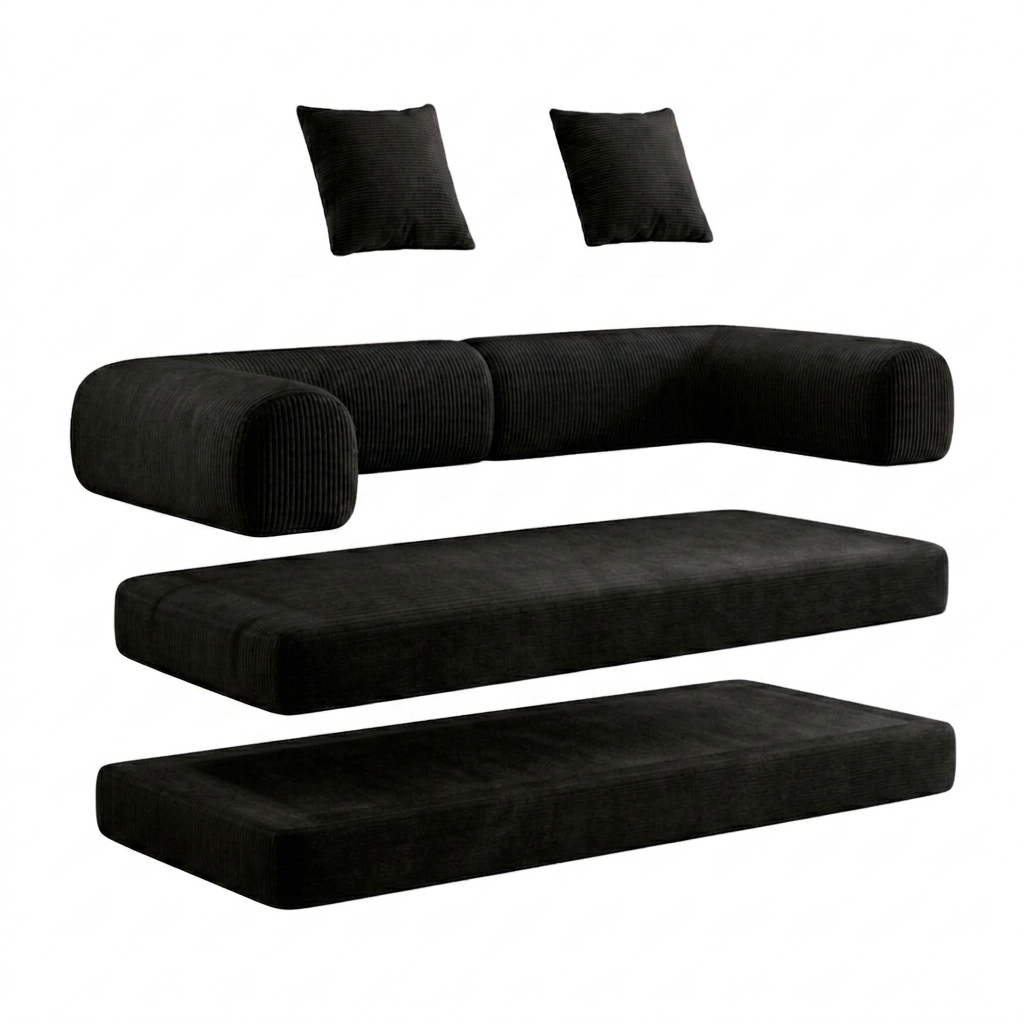 Canapé velours côtelé - ASTORIA - Noir Onyx