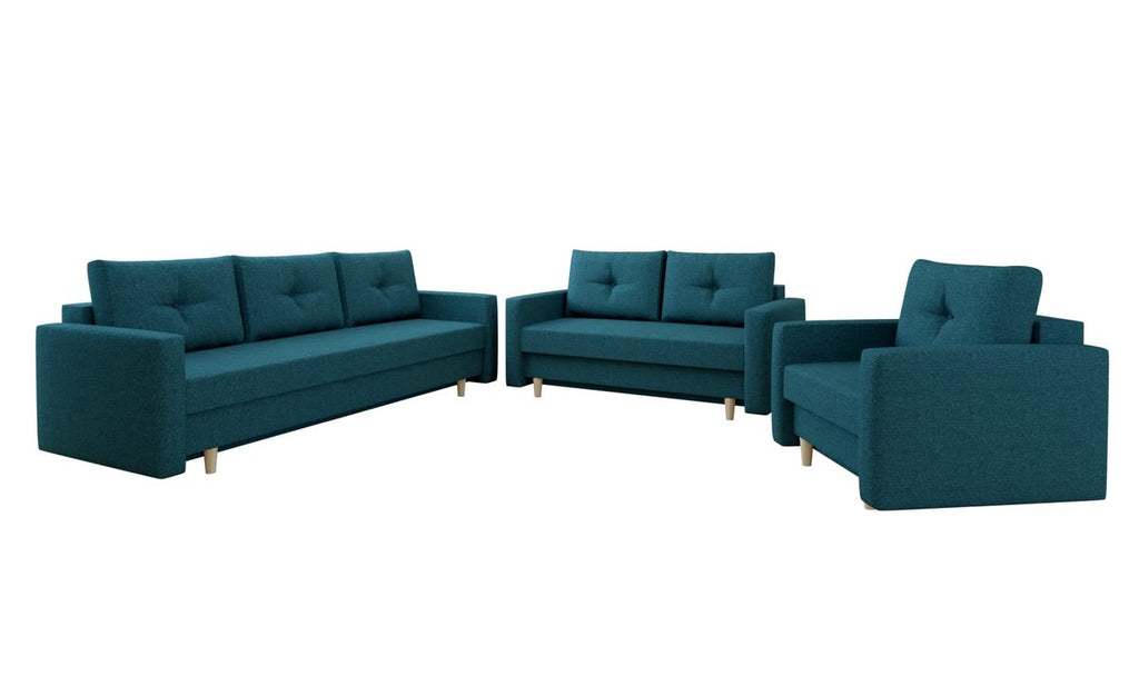 Ensemble salon BOSTON 3+2+1 – Turquoise – studio nuveria