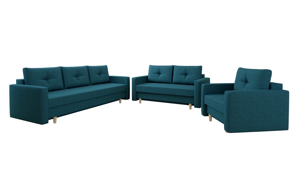 Ensemble salon BOSTON 3+2+1 – Turquoise – studio nuveria