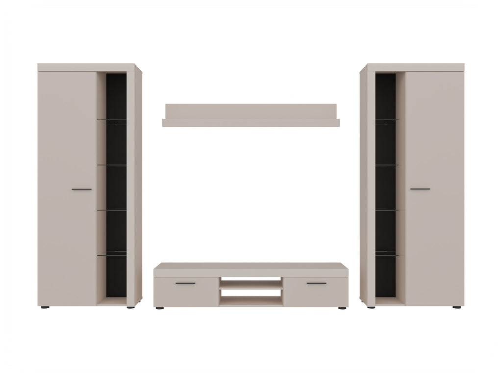 Ensemble meuble TV mural BRERA 300 cm – Beige sable – studio nuveria