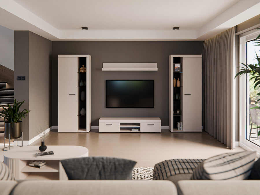 Ensemble meuble TV mural BRERA 300 cm – Beige sable – studio nuveria