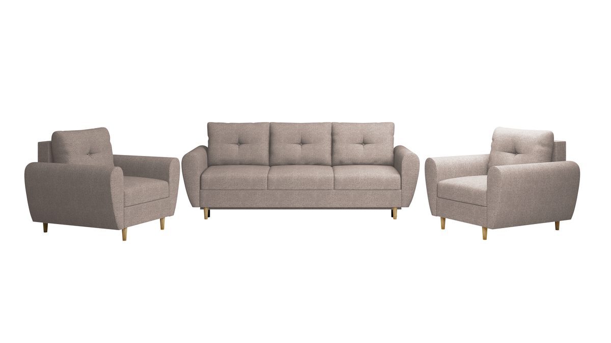 Ensemble salon KLARA 3+1+1 – Gris clair – studio nuveria