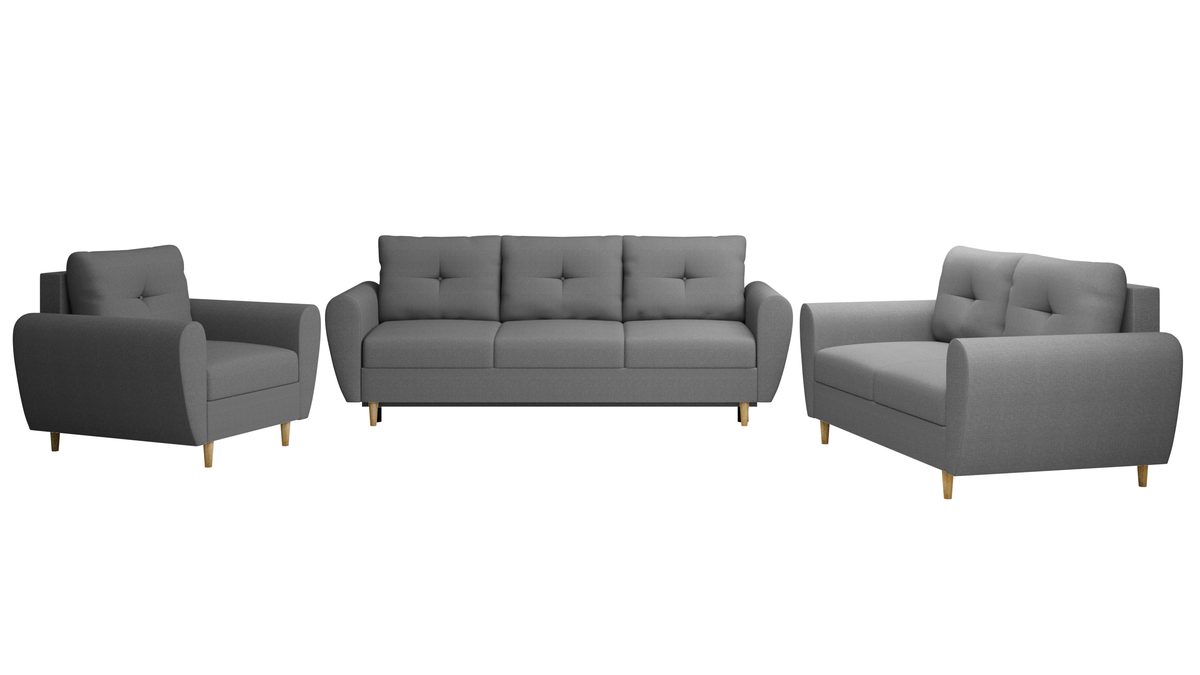 Ensemble salon KLARA 3+2+1 – Gris argenté – studio nuveria