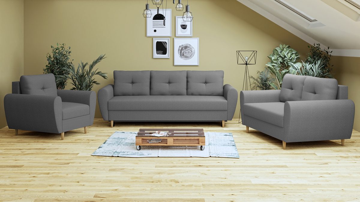 Ensemble salon KLARA 3+2+1 – Gris argenté – studio nuveria