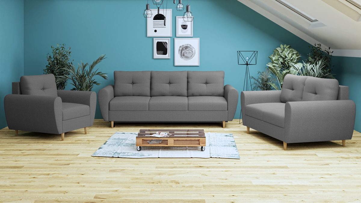 Ensemble salon KLARA 3+2+1 – Gris argenté – studio nuveria