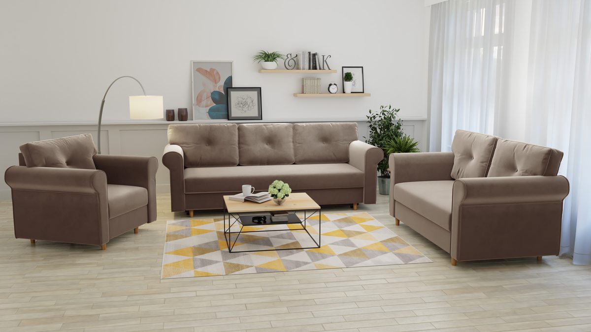 Ensemble salon MADRYT 3+2+1 – Beige – studio nuveria