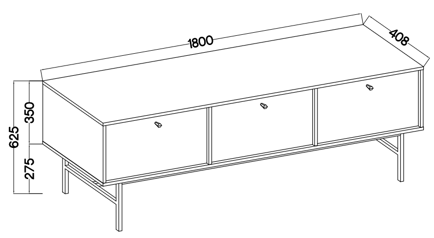 Dimensions Meuble TV VERONA 3 portes 180 cm