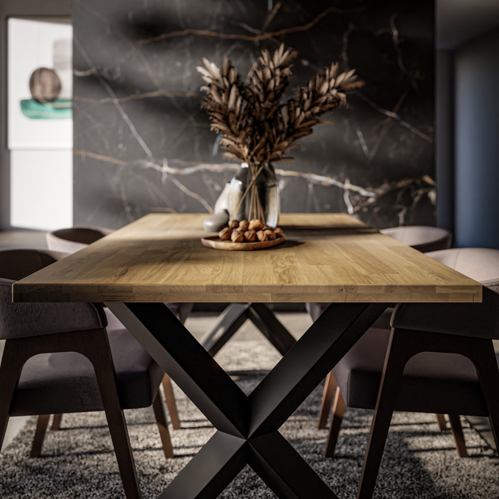 Table en chêne massif CORTINA bords droits 180 × 100 cm – studio nuveria