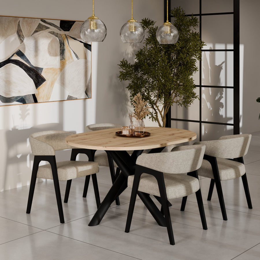 Table ovale AMALFI 138 × 100 cm – Chêne artisan – studio nuveria