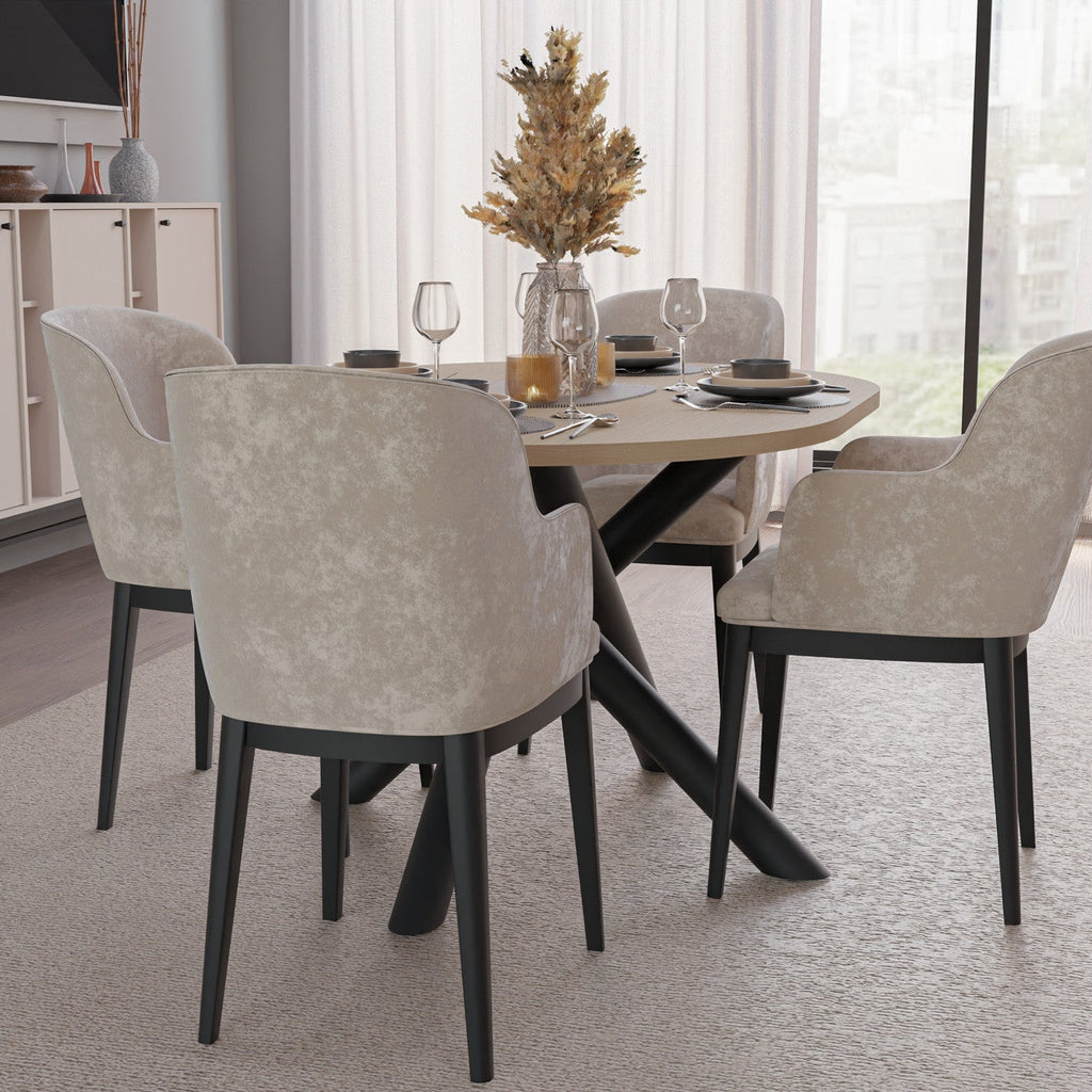 Table ovale AMALFI 138 × 100 cm – Chêne clair – studio nuveria