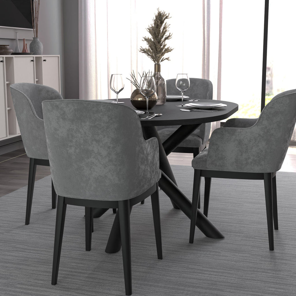 Table ovale AMALFI 138 × 100 cm – Frêne noir – studio nuveria