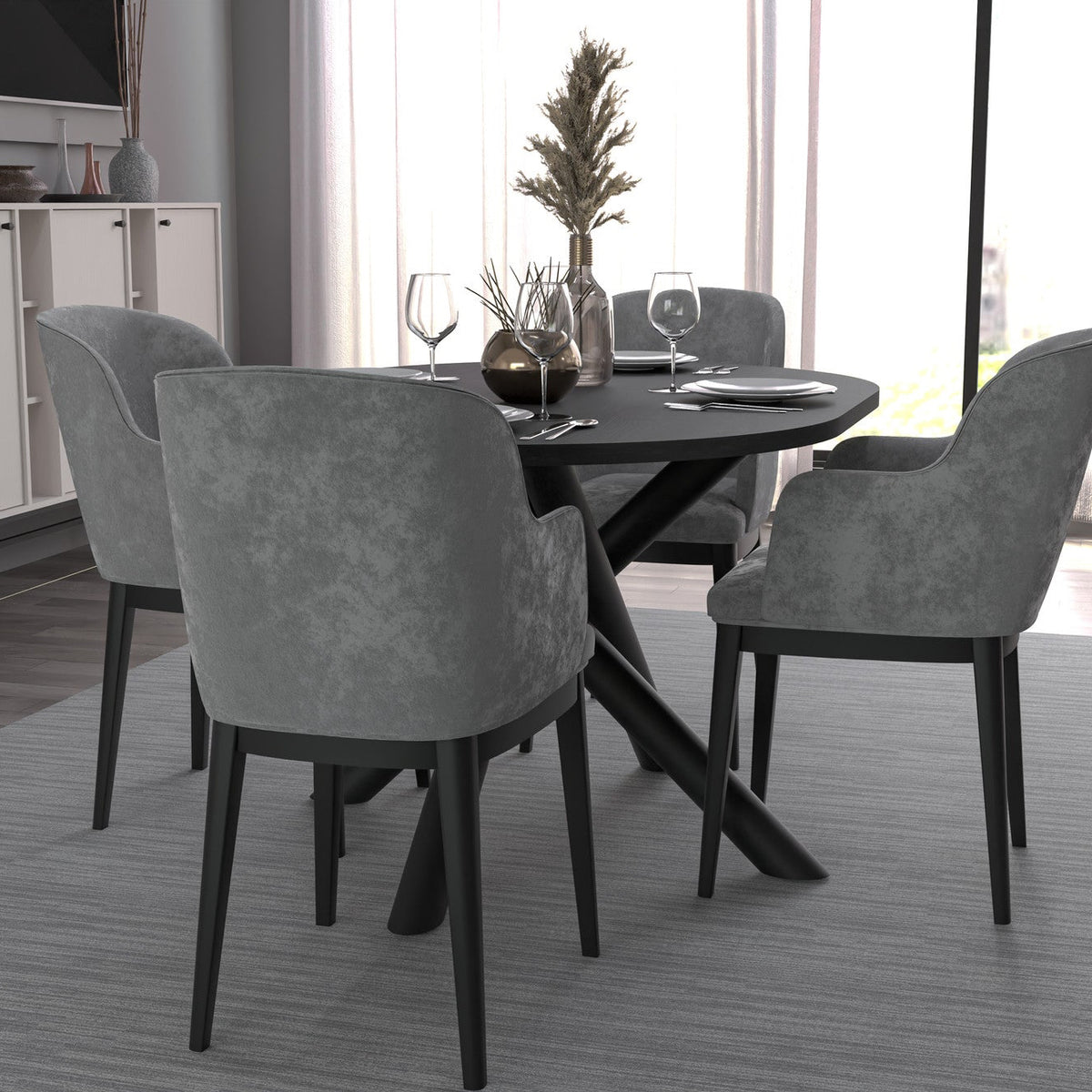 Table ovale AMALFI 138 × 100 cm – Frêne noir – studio nuveria