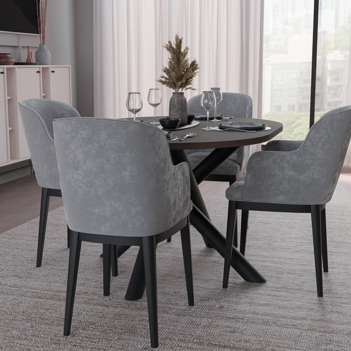 Table ovale AMALFI 138 × 100 cm – Noyer – studio nuveria