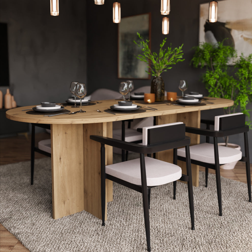 Table ovale ELBA 204 × 90 cm – Chêne artisan – studio nuveria