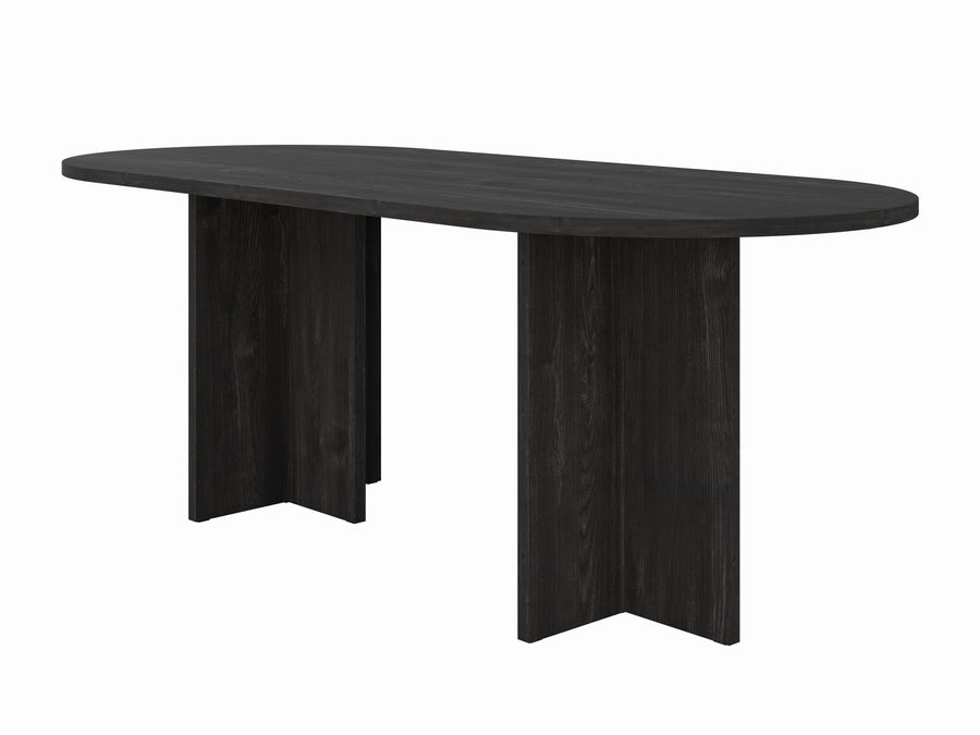 Table ovale ELBA 204 × 90 cm – Frêne noir – studio nuveria