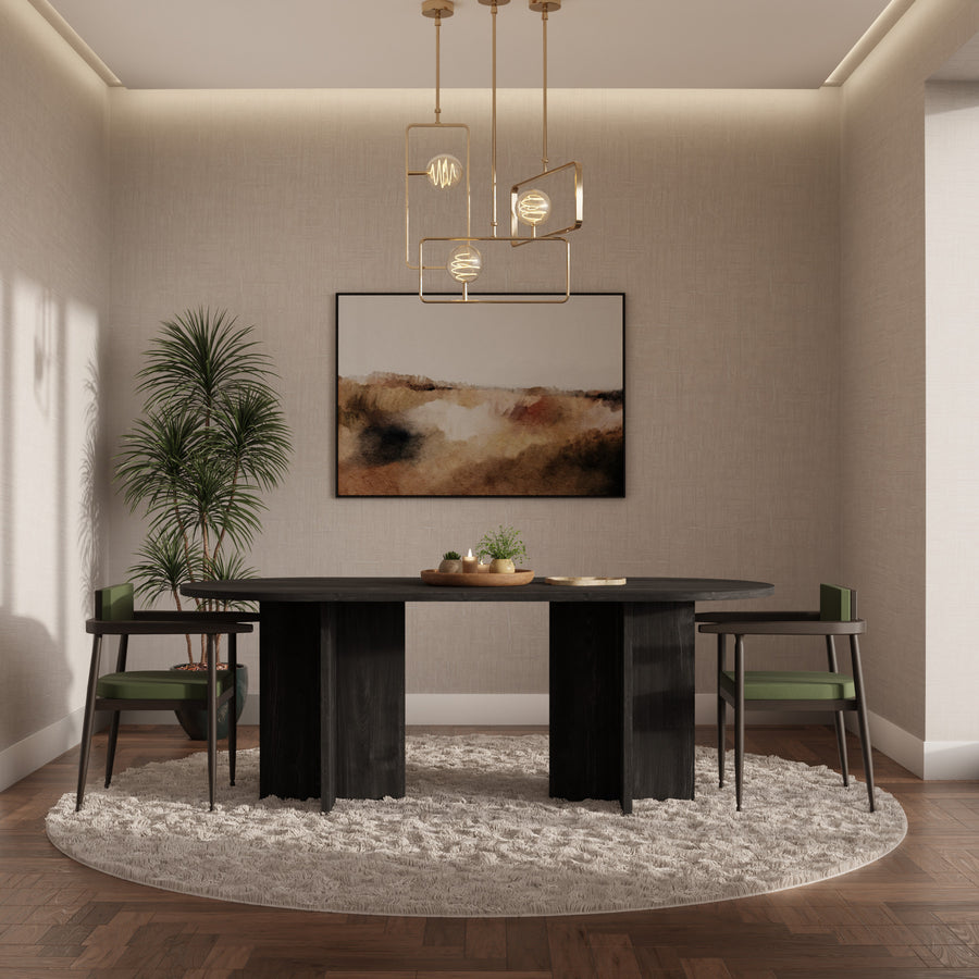 Table ovale ELBA 204 × 90 cm – Frêne noir – studio nuveria