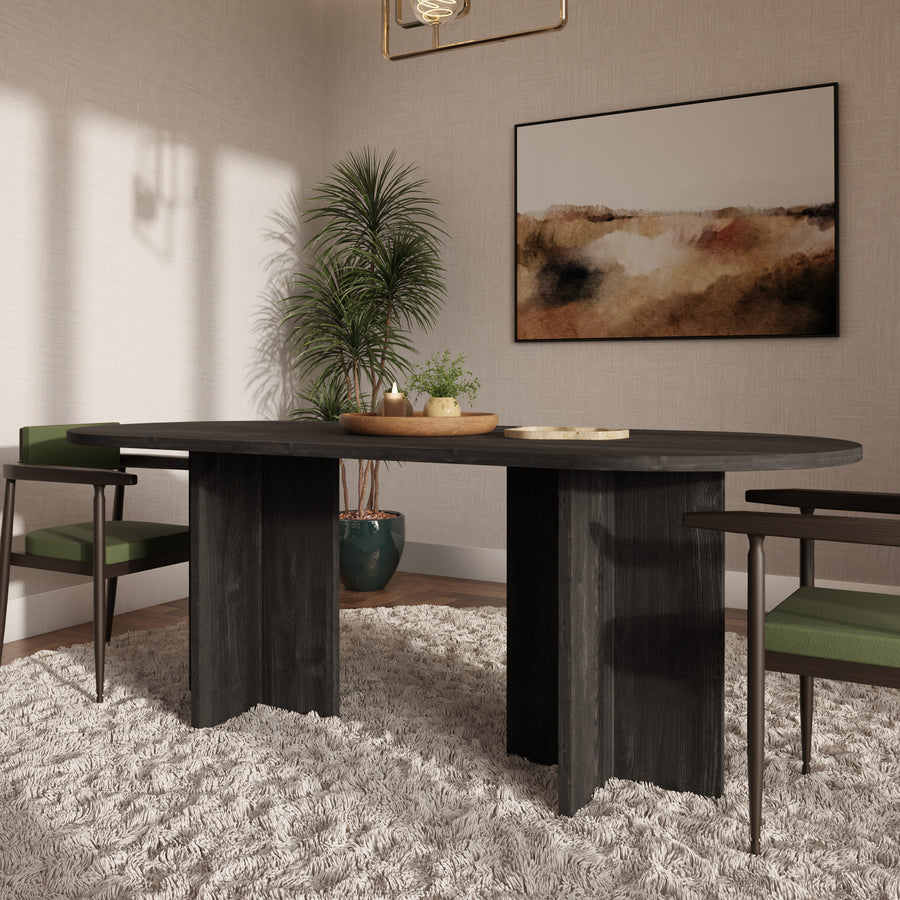 Table ovale ELBA 204 × 90 cm – Frêne noir – studio nuveria