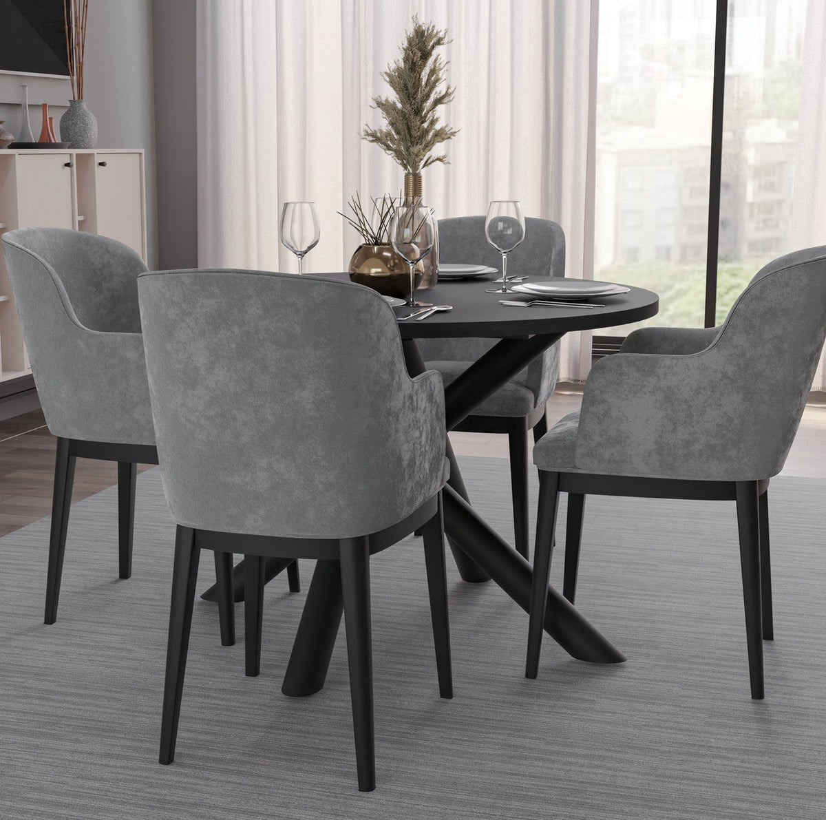Table ronde AMALFI 110 cm – Frêne noir – studio nuveria